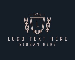 Letter - Wheat Crown Shield Regal logo design