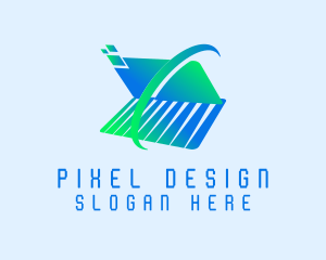 Laptop Orbit Pixel logo design