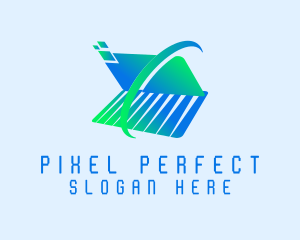 Laptop Orbit Pixel logo design