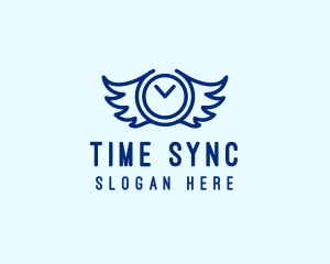 Clock Wings Time logo design