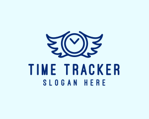 Clock Wings Time logo design