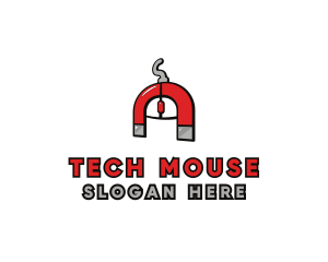 Red Magnetic Mouse logo design