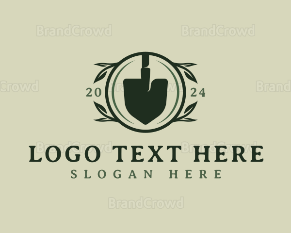 Shovel Leaves Landscaping Logo