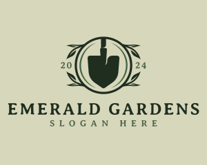 Shovel Leaves Landscaping logo design