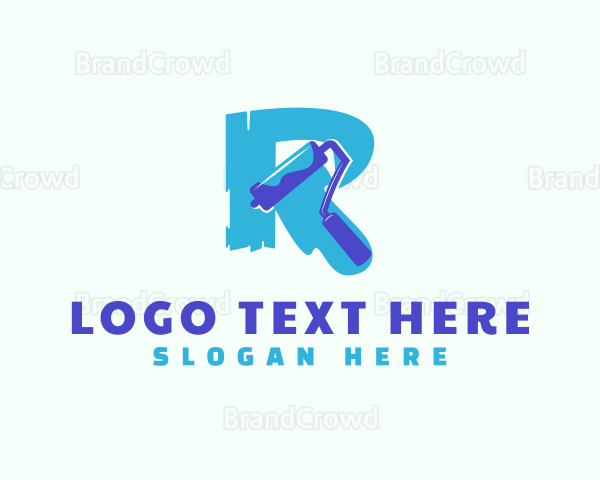 Paint Roller Brush Logo