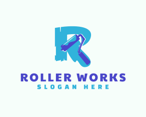 Paint Roller Brush logo design