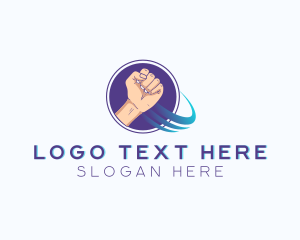 Language - Power Fist Hand logo design