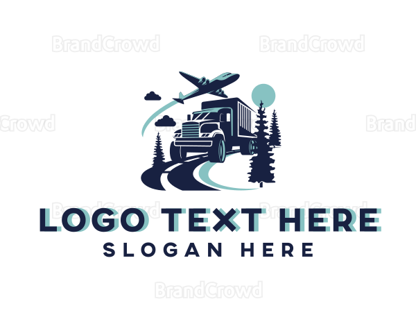 Truck Airplane Cargo Logistics Logo