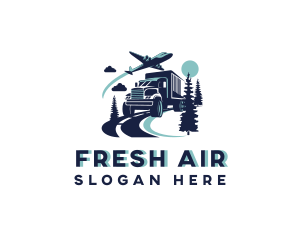 Truck Airplane Cargo Logistics logo design