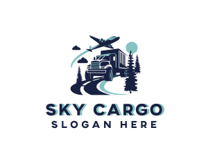 Truck Airplane Cargo Logistics logo design