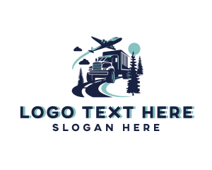 Transportation - Truck Airplane Cargo Logistics logo design