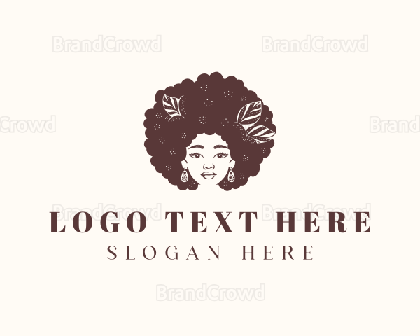 Afro Woman Hairdresser Logo