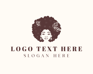 Hair Stylist - Afro Woman Hairdresser logo design