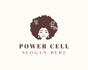 Afro Woman Hairdresser Logo