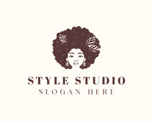 Afro Woman Hairdresser logo design