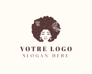 Haircut - Afro Woman Hairdresser logo design