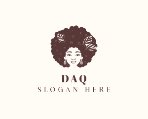 Curly Hair - Afro Woman Hairdresser logo design