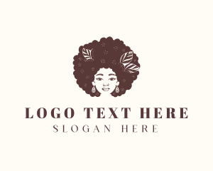 Curly - Afro Woman Hairdresser logo design