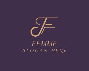 Gold Fashion Letter F logo design