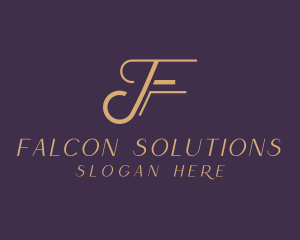 Gold Fashion Letter F logo design