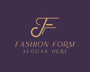 Gold Fashion Letter F logo design