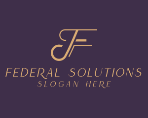 Gold Fashion Letter F logo design