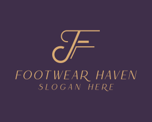 Gold Fashion Letter F logo design