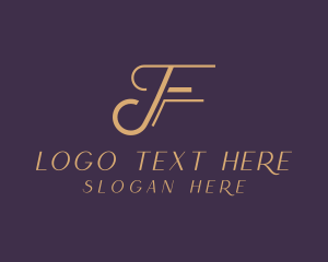 Gold Fashion Letter F Logo
