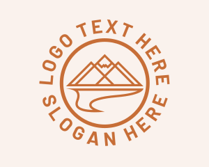 Trek - River Mountain Peak Circle logo design