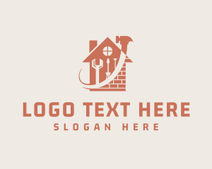 Hammer - Brick House Construction Tools logo design