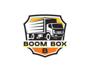 Box Truck Delivery Shield logo design