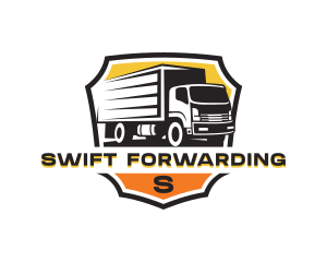 Box Truck Delivery Shield logo design