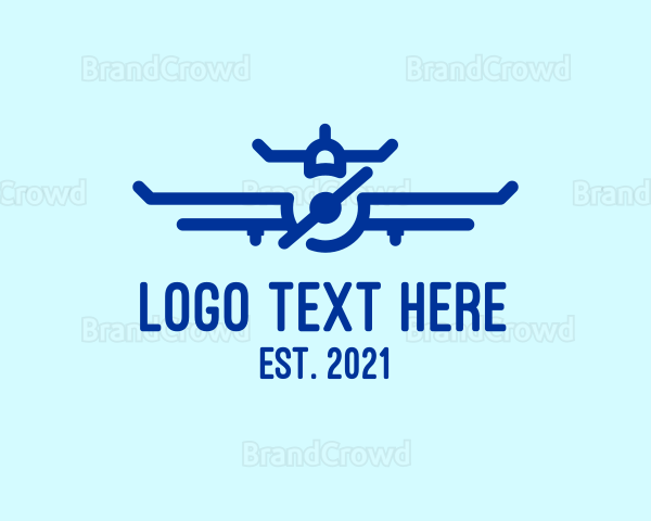 Blue Aircraft Flying Logo