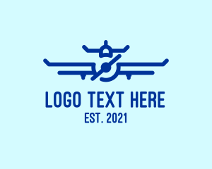 War Plane - Blue Aircraft Flying logo design