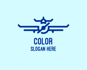 Blue Aircraft Flying Logo