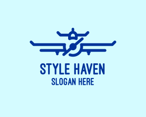 Blue Aircraft Flying Logo
