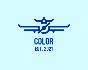 Airport - Blue Aircraft Flying logo design