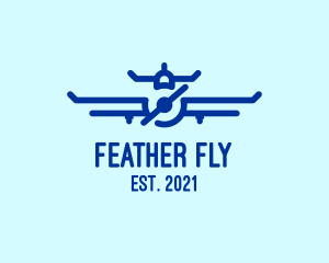 Blue Aircraft Flying logo design