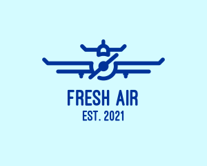 Blue Aircraft Flying logo design