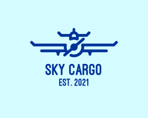 Blue Aircraft Flying logo design