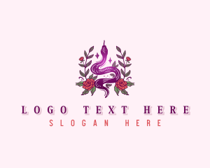 Slithering - Floral Cosmic Snake logo design