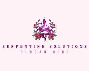 Floral Cosmic Snake logo design