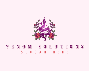 Floral Cosmic Snake logo design