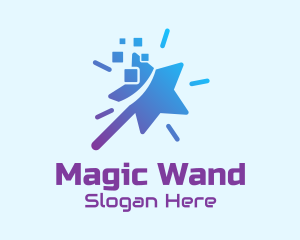 Wand - Star Wand Pixel logo design