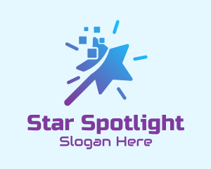 Star Wand Pixel logo design