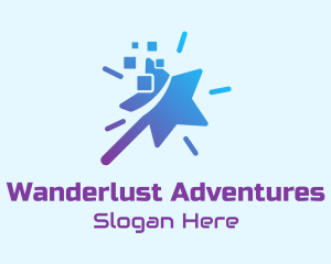 Magician - Star Wand Pixel logo design