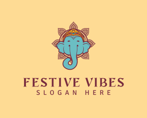 Festive Elephant Animal logo design