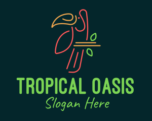 Exotic - Tropical Bird Monoline logo design