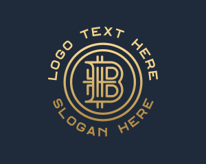 Blockchain - Gold Crypto Letter B logo design