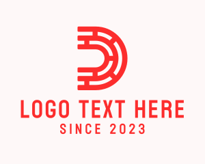 Red - Monoline Maze Letter D  Business logo design